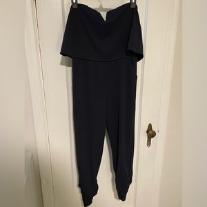 Women’s navy blue strapless jumpsuit